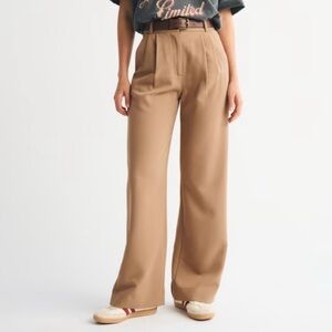 34/18L Abercrombie & Fitch Sloane Tailored Pants high-rise, wide-leg style khaki